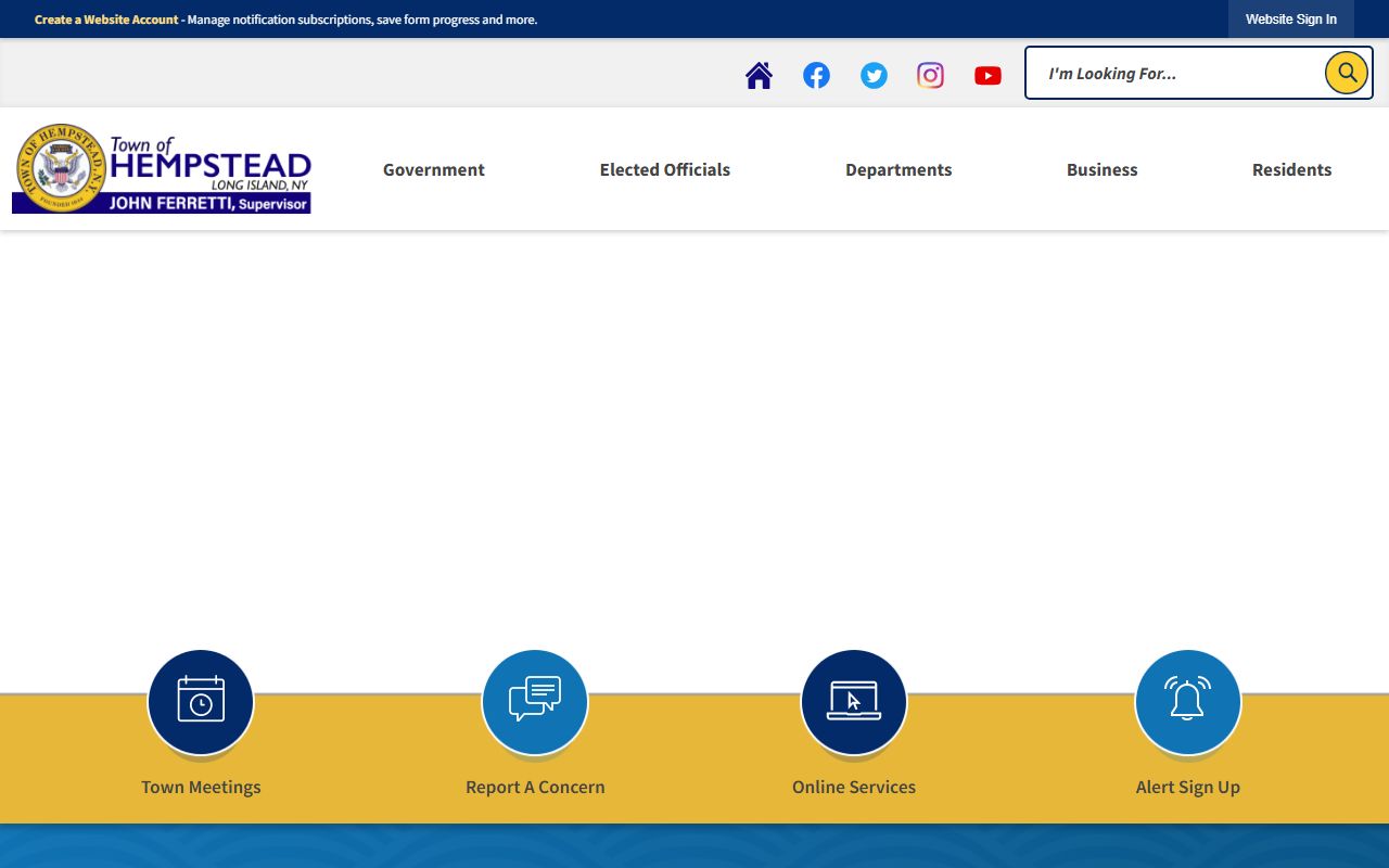 Hempstead Town Clerk website for Hempstead bankruptcy records