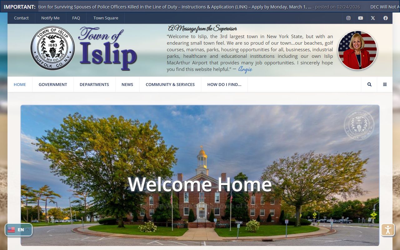 Islip Town Clerk website for Islip bankruptcy records