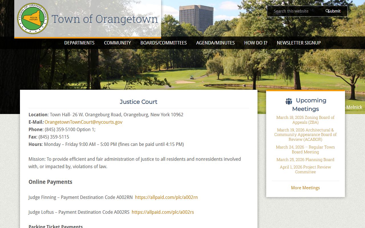 Orangetown Justice Court for Orangetown bankruptcy records
