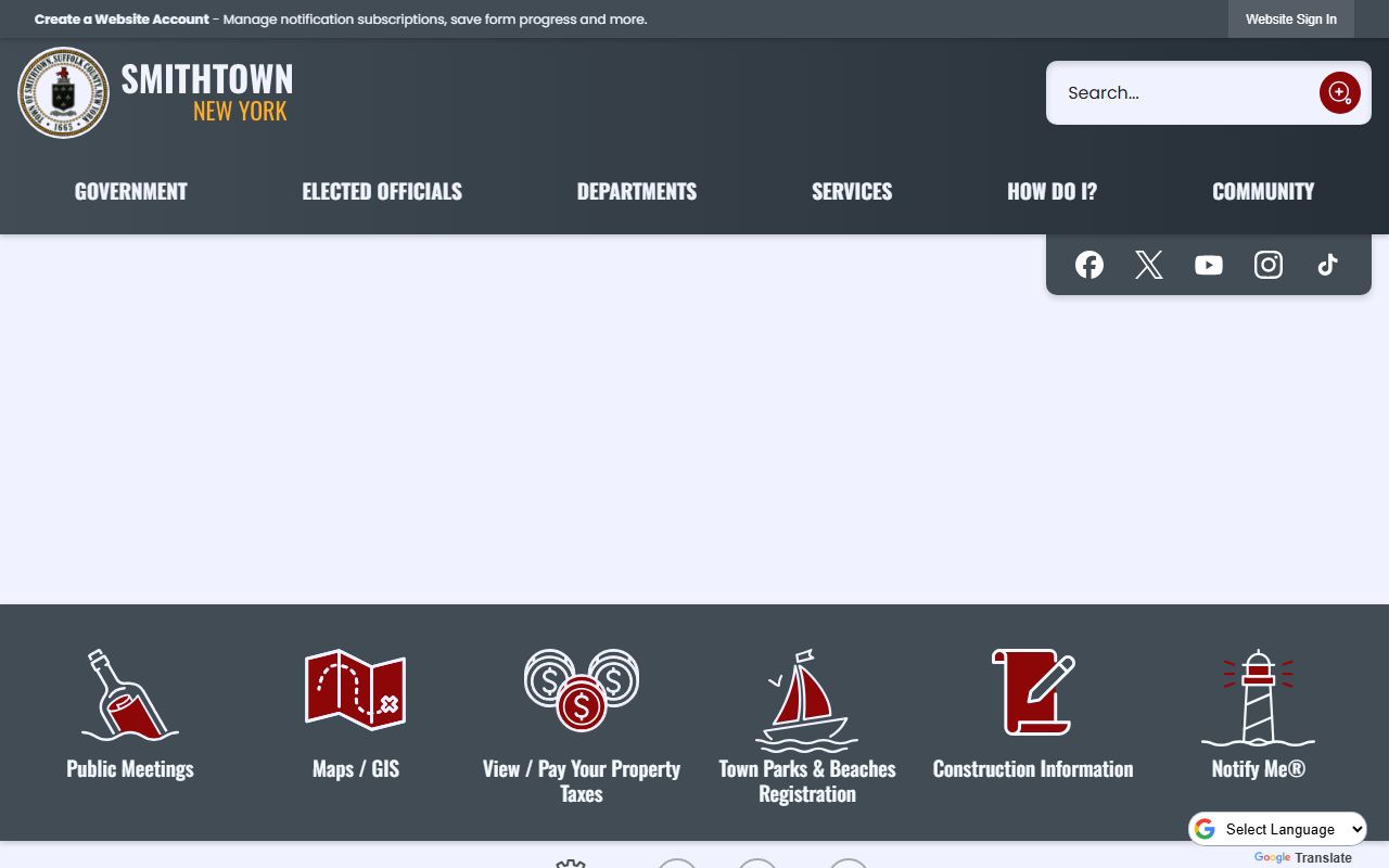 Smithtown town website for Smithtown bankruptcy records