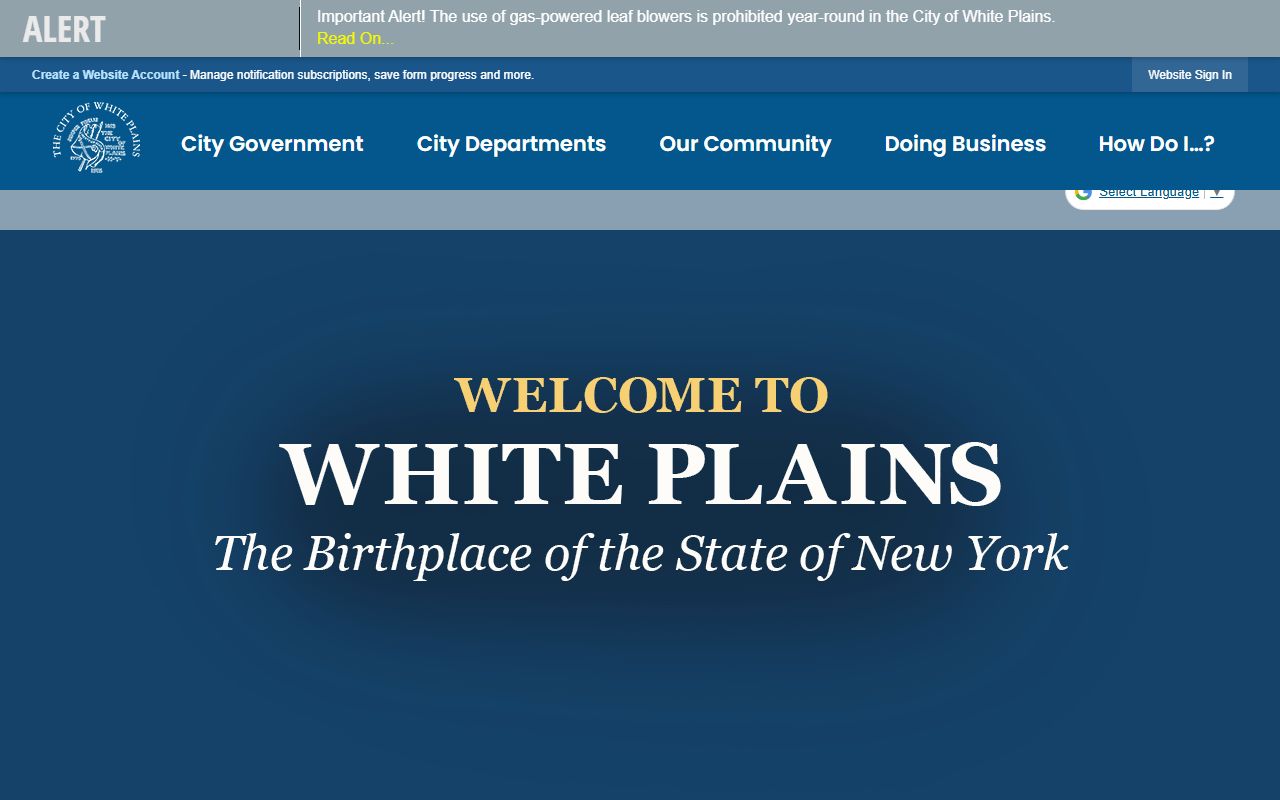 City of White Plains website for White Plains bankruptcy records and government services