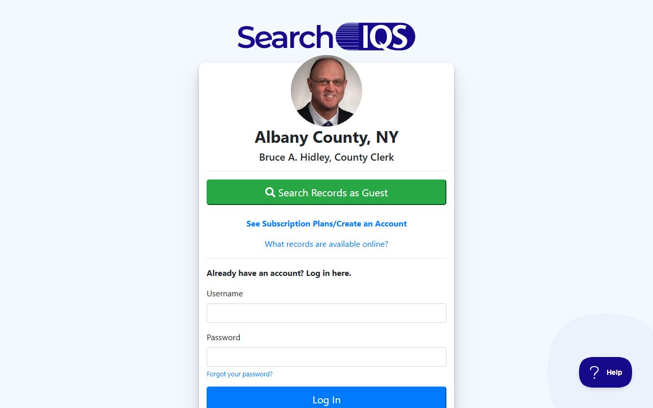 SearchIQS records portal for Albany County bankruptcy records research