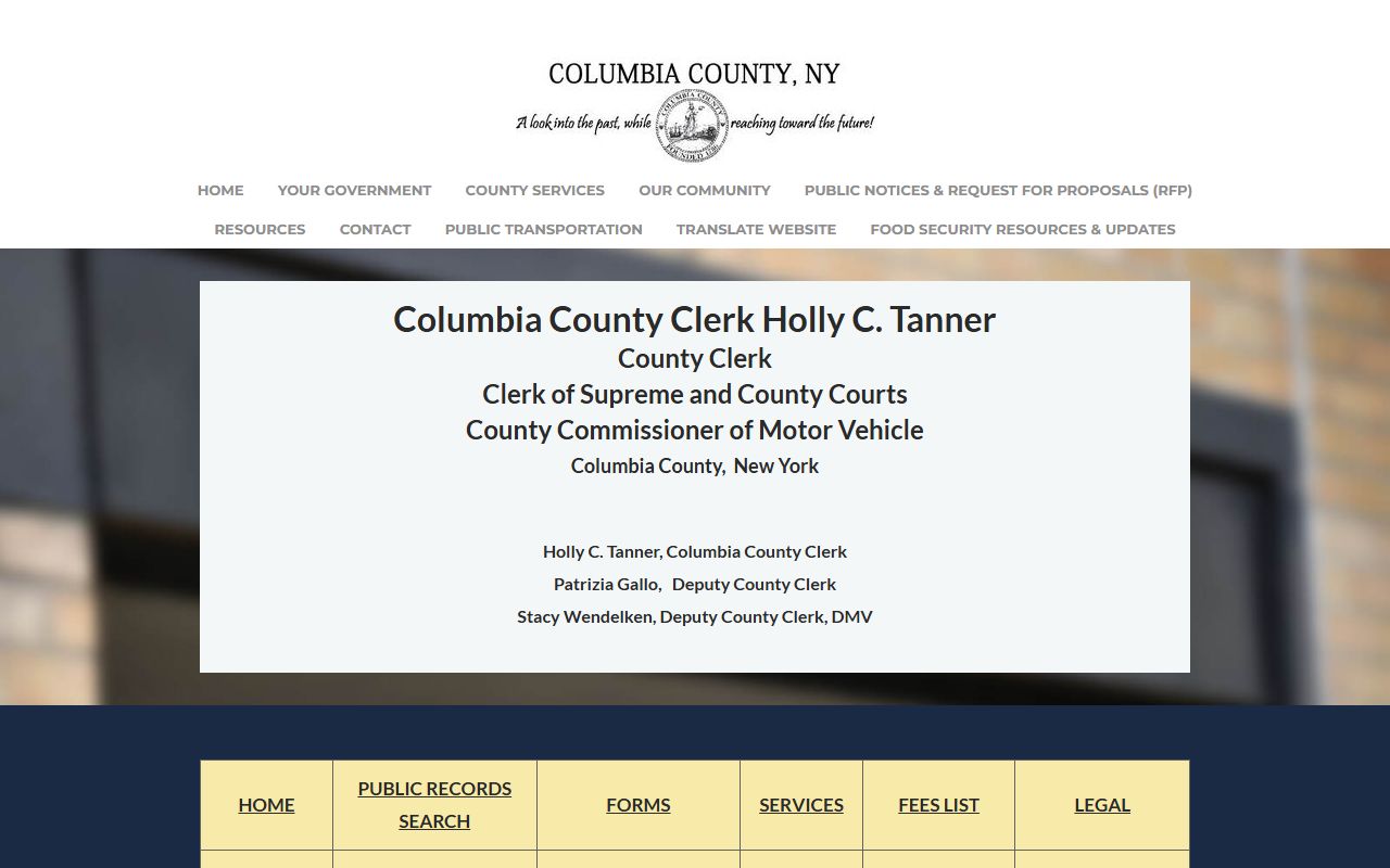 Columbia County Clerk website for Columbia County bankruptcy records research