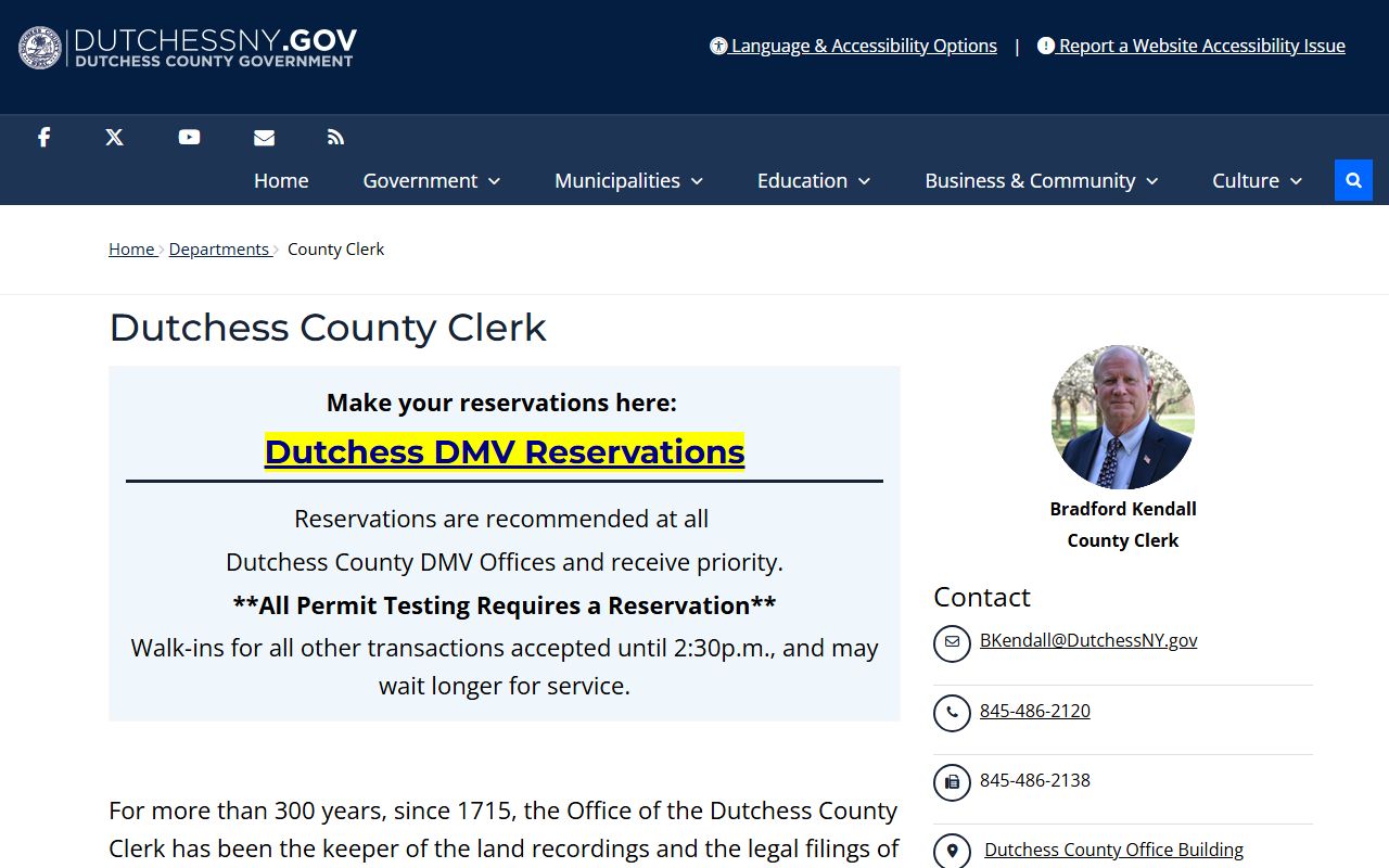Dutchess County Clerk website for Dutchess County bankruptcy records research
