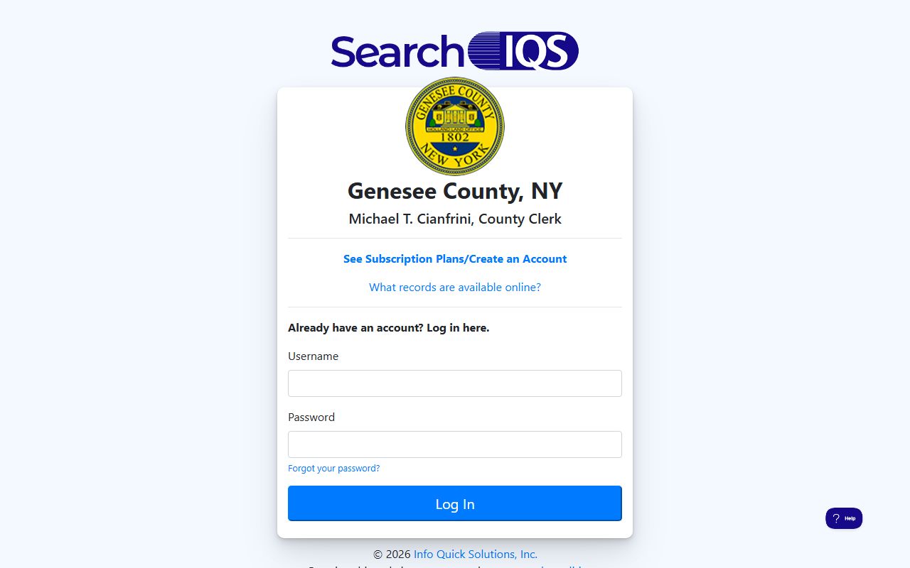 SearchIQS records portal for Genesee County bankruptcy records research