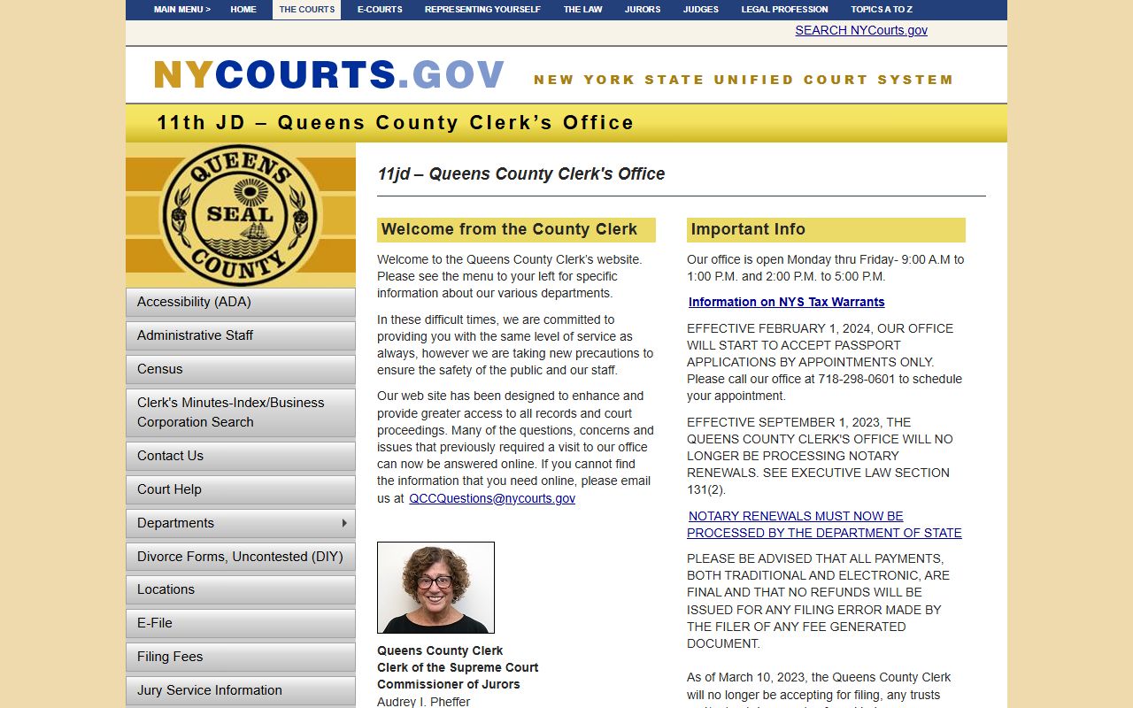 Queens County Clerk office for bankruptcy records research