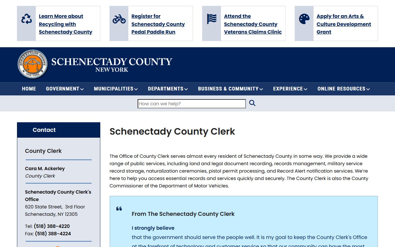 Schenectady County Clerk office website for bankruptcy records research