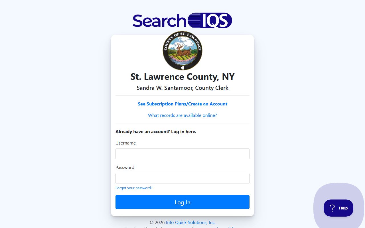 SearchIQS records portal for St. Lawrence County bankruptcy records research