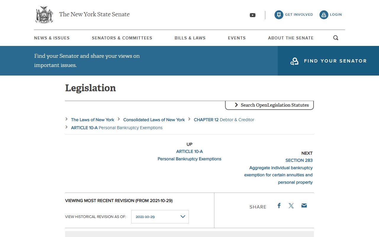 New York Debtor and Creditor Law Section 282 bankruptcy exemptions