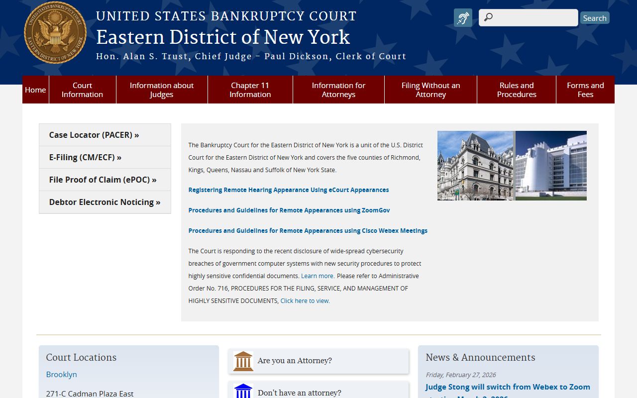 Eastern District of New York Bankruptcy Court for Nassau County bankruptcy records